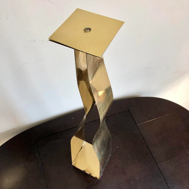 1992 Curtis Jere Brass Candle Holders- Set of 3 For Sale In Buffalo - Image 6 of 11