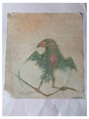 Leo Guida, Eagle and Crow, Original MIxed Media, 1970s
