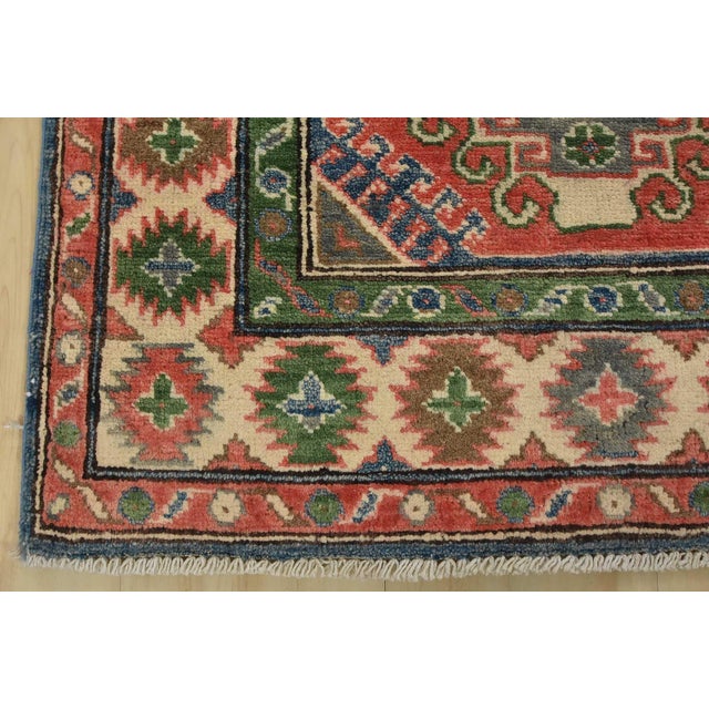 Kazak Runner 2’8” X 9’7” Blue Wool Tribal Hand-Knotted Oriental Rug For Sale - Image 10 of 13