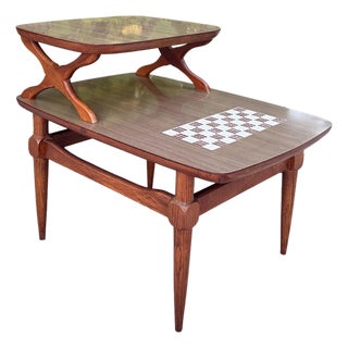 Mid-Century Tiled Checkerboard Danish-Style Side Table by Reiss Furniture For Sale