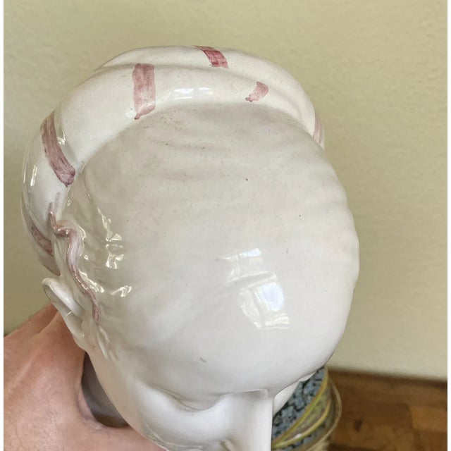 Late 19th Century Antique Angelo Minghetti Majolica Italian Woman Bust After Francesco Laurana For Sale - Image 10 of 12