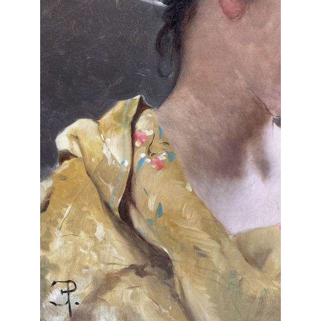 After Emile Pinchart, Profile Portrait of a Woman, 1800s, Oil Painting on Canvas, Framed For Sale - Image 7 of 12