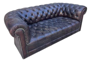 Chesterfield Leather Sofa, Vintage Upholstery, Patina Finish, 1985
