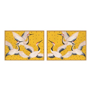 Babette Cleo & Estelle Diptych in Yellow by Willa Heart in Gold Frame, Medium Art Prints, Set of 2 For Sale