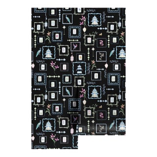 Mahjong Tile Grasscloth Wallpaper by House Party | Blank Black | 6 Yards For Sale