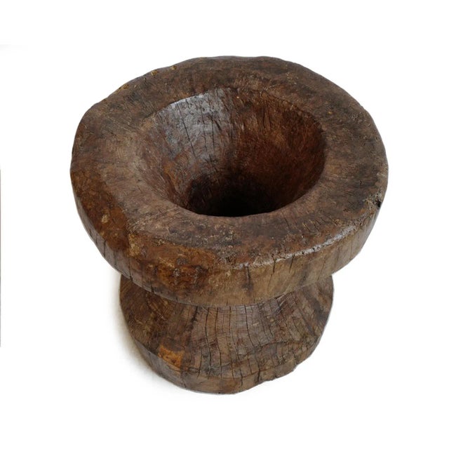 Vintage India Naga wood pestle pot. Sturdy heavy piece with rich patina and signs of age and use. Each is sold individually.