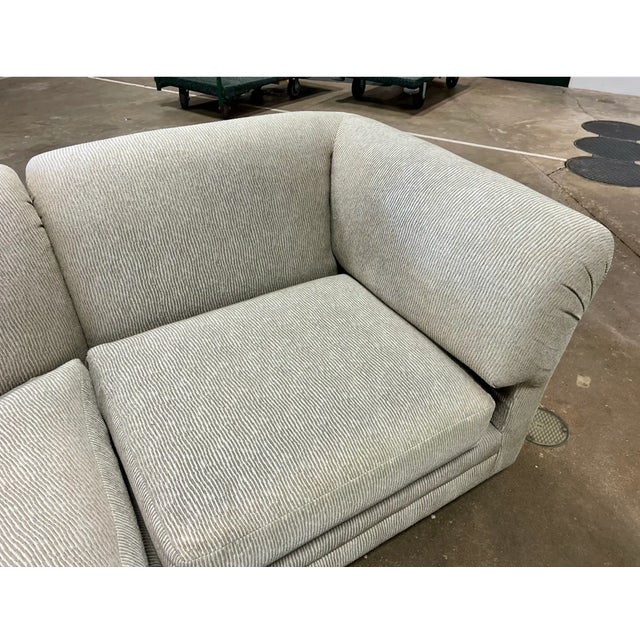 Metal Vintage Mid Century Modern Milo Baughman Style Chrome Base 3 Piece Sectional Sofa For Sale - Image 7 of 7