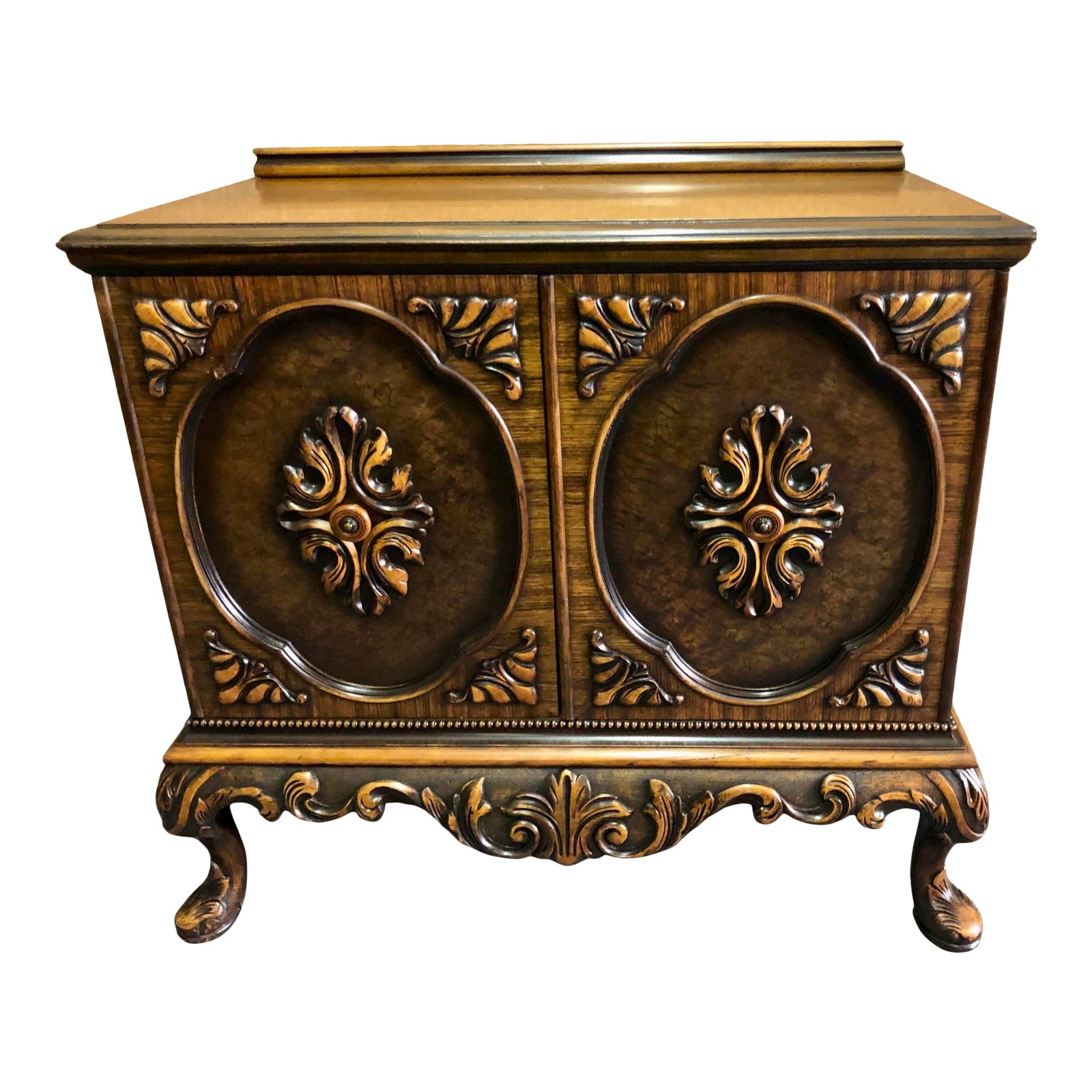 Vintage Berkey & Gay Jacobean Style Carved & Inlaid Two Door Server