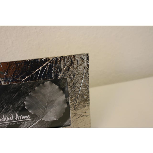 Metal Vintage Michael Aram Handcrafted Forest Leaf Collection 5 X 7 Nickel Photo Frame For Sale - Image 7 of 11