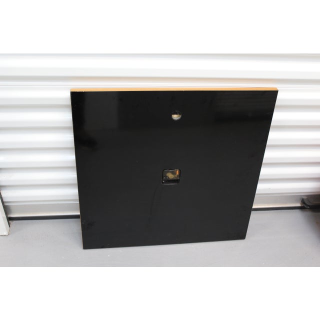 Large Square Inlaid Wood Wall Clock For Sale - Image 4 of 9