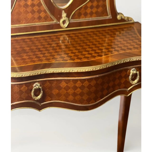 Late 19th Century French Ormolu-Mounted Kingwood and Parquetry Vanity Dressing Table For Sale - Image 9 of 12