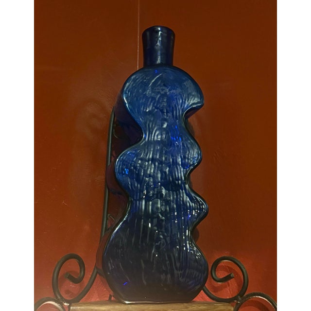 Vintage Blenko, Cobalt Blue “Puzzle Piece” Vase For Sale - Image 10 of 10