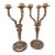 Pair of Vintage Ornate Brass 3-Arm Candelabra With Onyx Bases, 14” For Sale