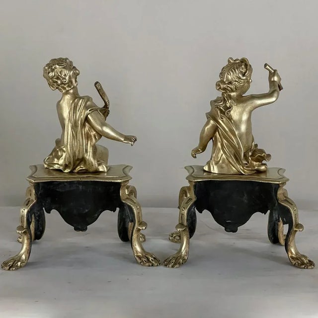 Pair of Early 19th Century French Bronze Doré Cherub Statues For Sale - Image 15 of 15