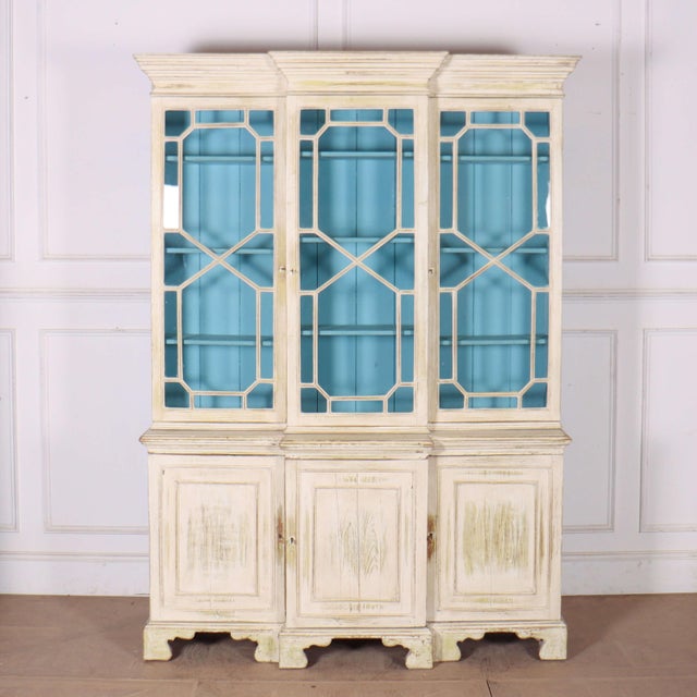 18th Century English Painted Breakfront Bookcase For Sale - Image 11 of 11