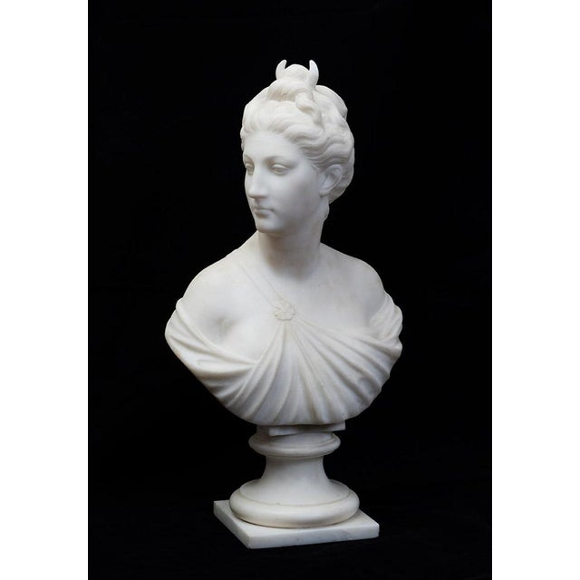Antique 19th Century Neo-Classical Sculpture in White Statuary Marble Depicting Diana the Huntress, France For Sale - Image 5 of 7