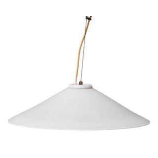 Vintage White Glass Pendant Light, 1970s For Sale