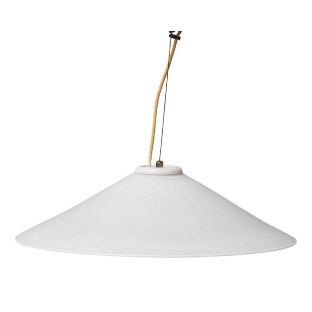 Vintage White Glass Pendant Light, 1970s For Sale