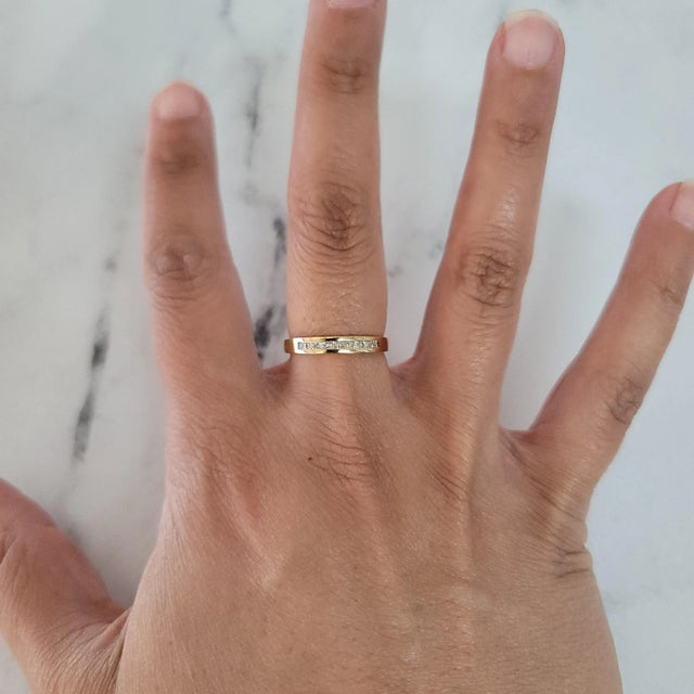 Contemporary Quarter Carat Princess Cut Diamond Wedding Band, Size 3 For Sale - Image 3 of 5