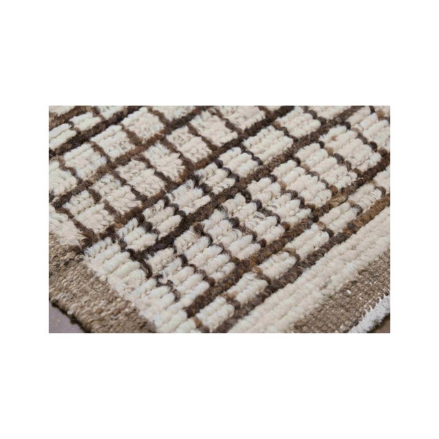 Brown & Neutral Modern Wool Rug For Sale - Image 4 of 7