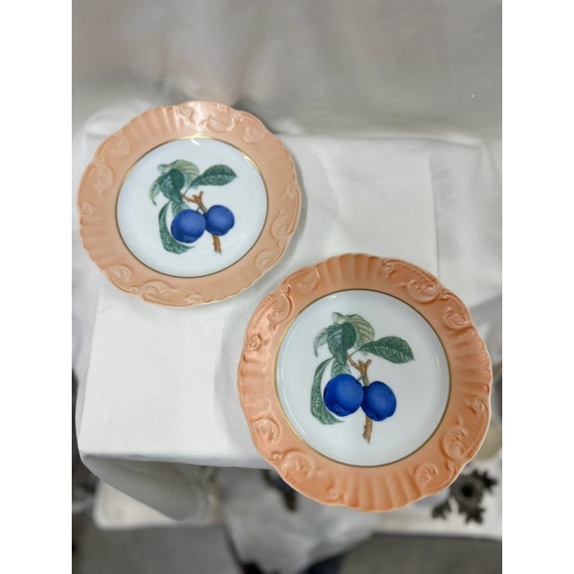 Mottahedeh decorative plate with center plum design.