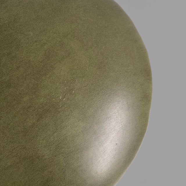Italian Modern Green Faux Leather Pouf, 1970s, Set of 3 For Sale - Image 12 of 18