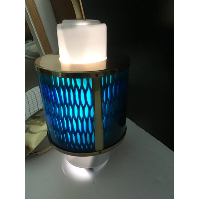 1960s Mid Century Modern Moe Honeycomb Pendent Light / Blue For Sale - Image 5 of 11