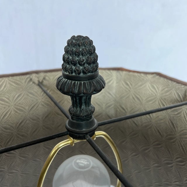 Brass 1990s Brass Table Lamp With Square Silk Shade For Sale - Image 8 of 13