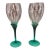 Vintage Mid-Century Modern Art Glass Wine Goblets With Emerald Green Stems - a Pair For Sale