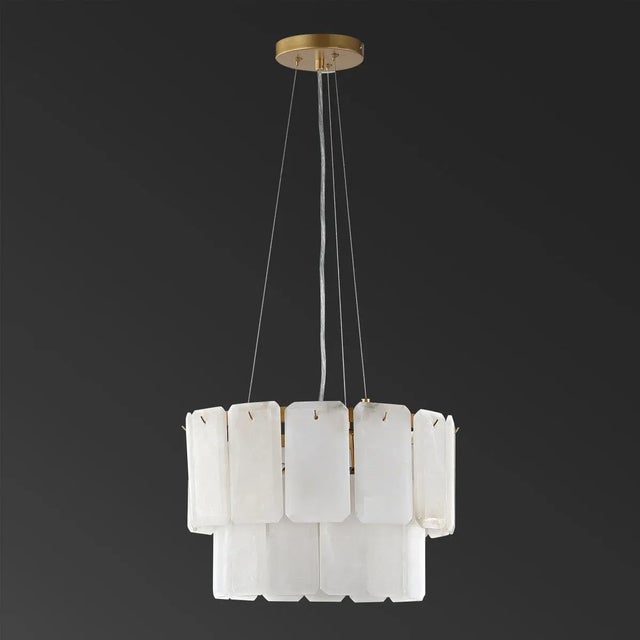 Safavieh Fernandez Marble Two-Tier Chandelier in Gold/White For Sale - Image 4 of 5
