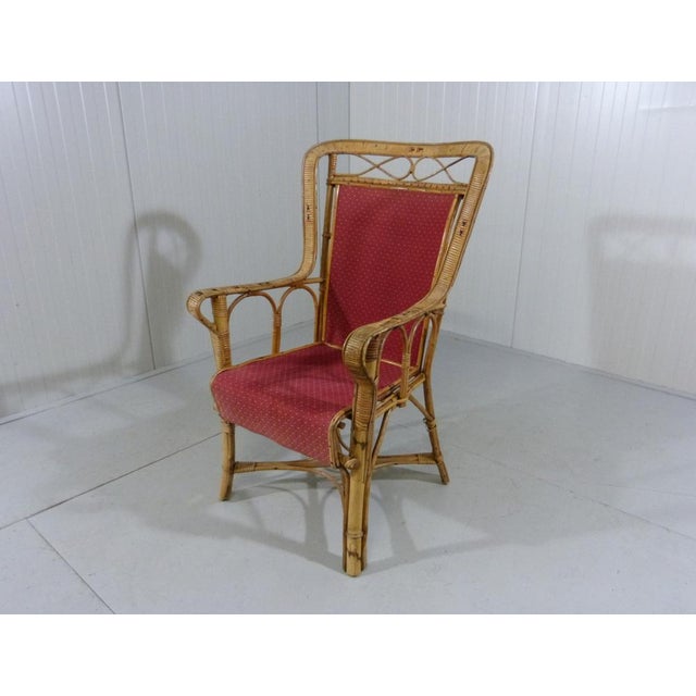 Rattan & Fabric Armchair, 1930s For Sale - Image 17 of 18