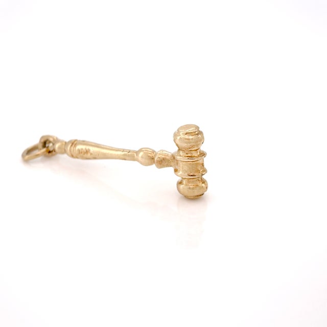 Contemporary Vintage 14k Gold Judge Gavel Charm, Lawyer Pendant For Sale - Image 3 of 8