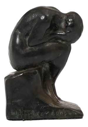 Sorrow Sculpture in Patinated Bronze by Halvar Frisendahl, 1917