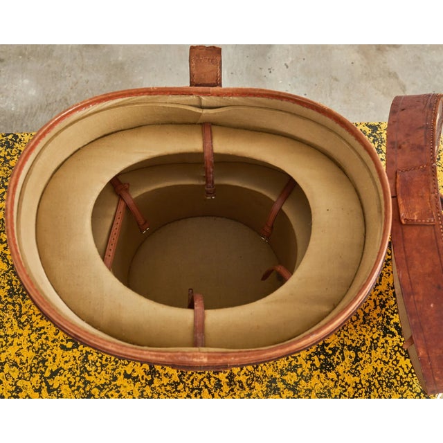 Metal 19th Century, English Regency Leather Oval Hat Box For Sale - Image 7 of 13