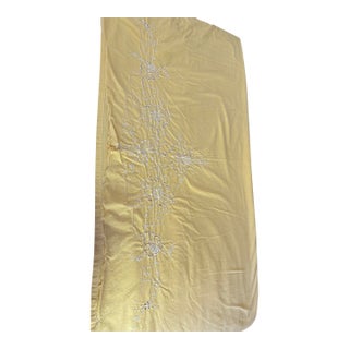 Vintage, Cheerful, Yellow Embroidered Cotton Large Tablecloth or Coverlet For Sale