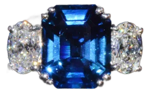 Gia Certified Natural 5.11cts VVS F Diamond Royal Blue Sapphire 950 Platinum 3 Stone Ring, Size 6.75