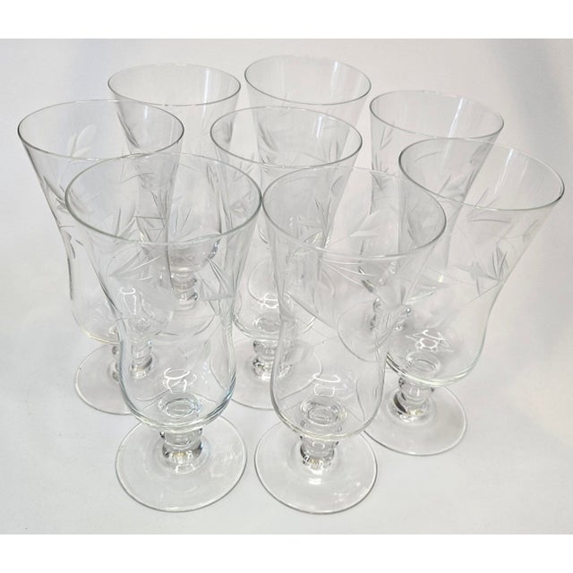 Handcut Vintage Romanian Parfait Glasses- Set of Eight For Sale - Image 10 of 14