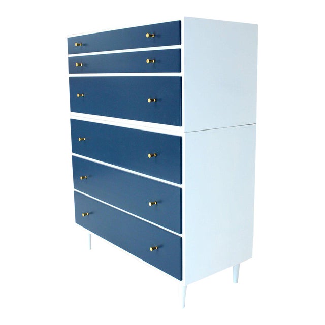 White And Blue High Chest On Chest Two Pieces Mccobb Dresser