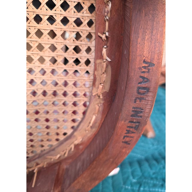 Pair of Italian Louis XV Style Double Cane Back Walnut Dining Chairs With Hand Caning, Made in Italy, Mid-Century For Sale - Image 18 of 18
