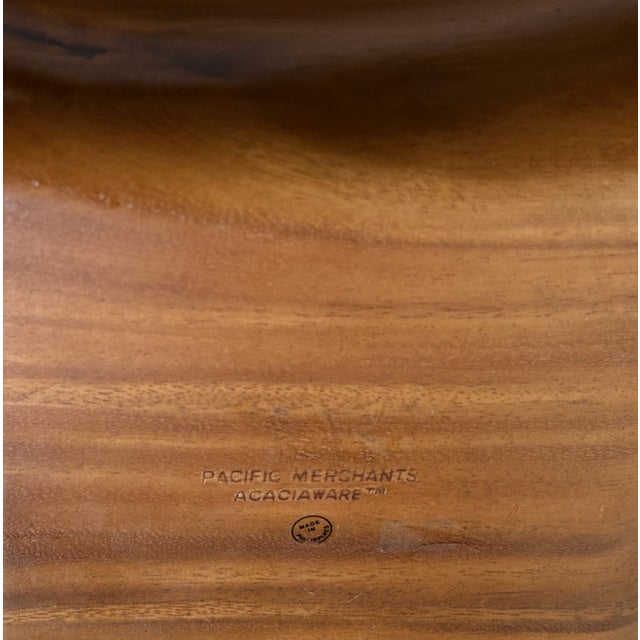 Vintage Handcrafted Pacific Merchants Acacia Wood Serving Bowl For Sale - Image 17 of 18