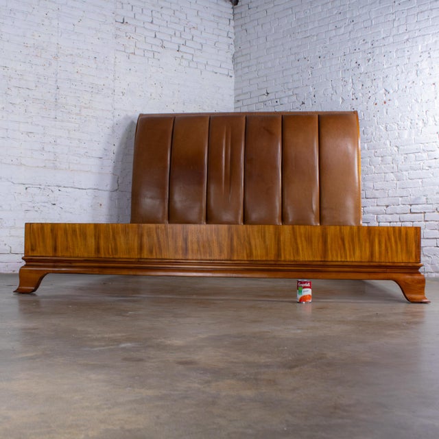 Late 20th Century Neoclassic Revival Arbus King Sleigh Bed W/Leather Upholstered Headboard 6000 Series by Henredon For Sale - Image 18 of 18