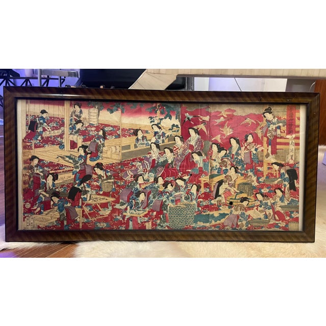 19th Century Japanese Woodblock Print of Court Ladies by Toyohara Chikanobu For Sale - Image 12 of 12