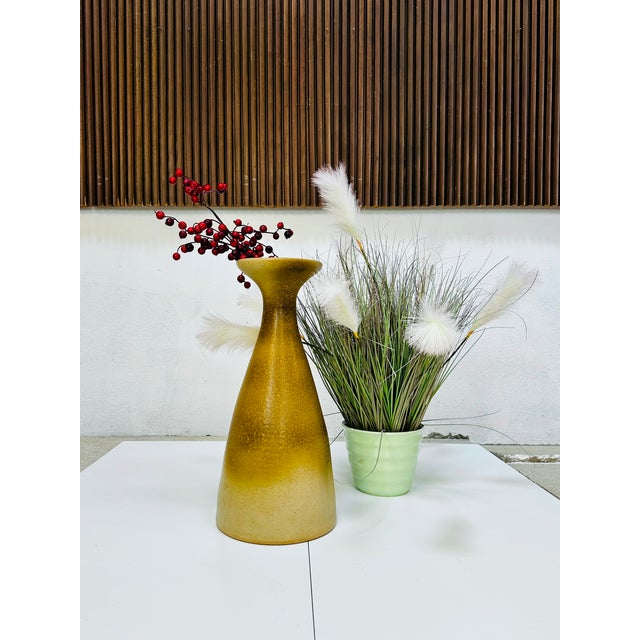 Ceramic Sculptural Ochre Brown Ceramic Floor Vase from Carstens Tönnieshof, Germany, 1970s For Sale - Image 7 of 17