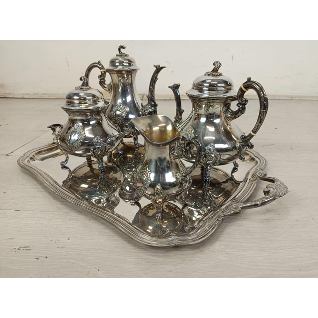 Louis XV Silver-Plated Tea and Coffee Service, Set of 5, in Good conditions. Designed before 1890