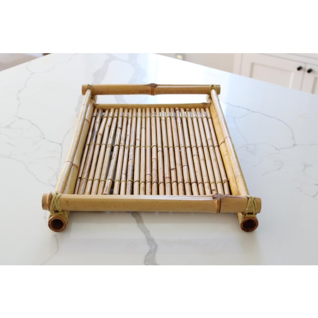 MidCentury Bamboo Rattan Tray Chairish