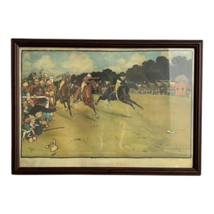 1901 Lithograph of the Bluemarket Horse Races by Cecil Aldin, Framed