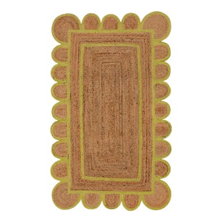Margarita Scallop Jute Hand Made Bohemian Rug 2x3 Ft. For Sale