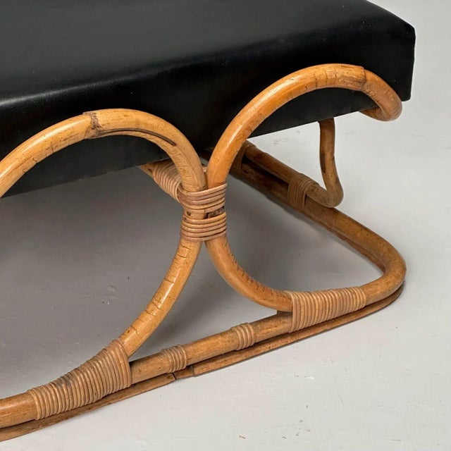 Isa Ponte San Pietro, Italian Mid-Century Modern, Armchair, Ottoman, Rattan For Sale - Image 11 of 12