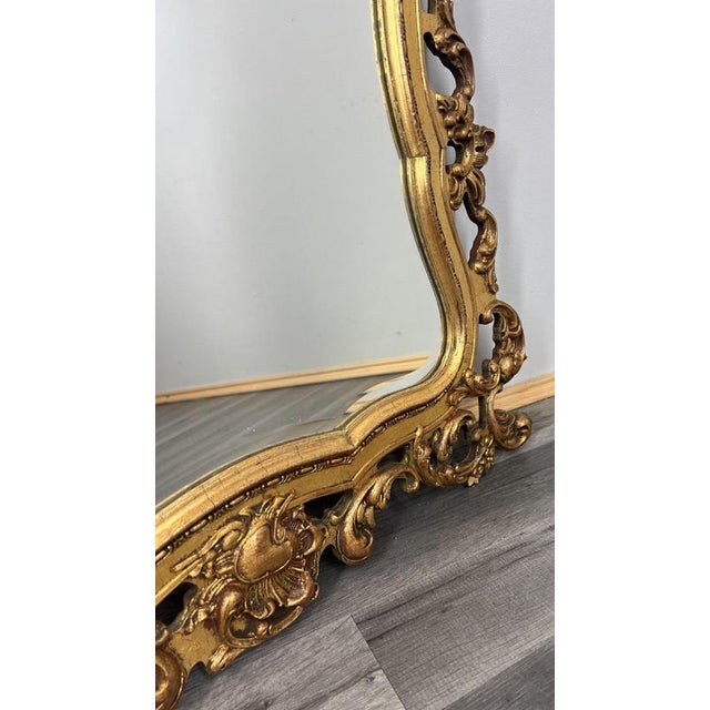 Vintage French Wall Mirror with Ornate Carved Frame For Sale - Image 5 of 10