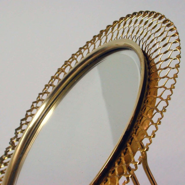 Mid-Century Modern Mid-Century German Brass Vanity Table Mirror from Vereinigte Werkstätten Munich For Sale - Image 3 of 12